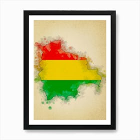 Bolivia Flag Vintage Art Print