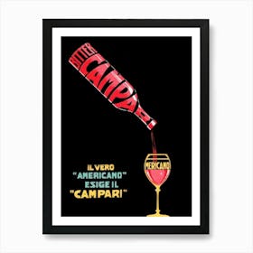 Campari Aperitivo Red Black Bar Cocktails Vintage Bitter Art Print
