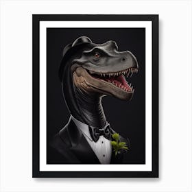 Dinosaur Wearing Tuxedo Art Print