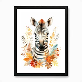 A Zebra Watercolour In Autumn Colours 0 Art Print