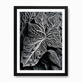 Mint Leaf Linocut 4 Art Print