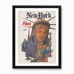New York Fly Twa Travel Poster Art Print