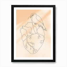 Bird On Heart Art Print