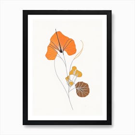 Nasturtium Floral Minimal Line Drawing 1 Flower Art Print