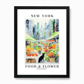 Food Market With Cats In New York 2 Poster Art Print