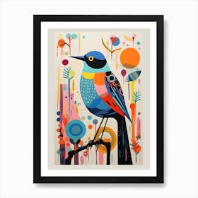 Colourful Scandi Bird Robin 2 Art Print