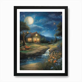 Night At The Cabin Art Print