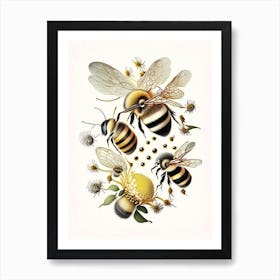 Buzzing Bees 1 Vintage Art Print