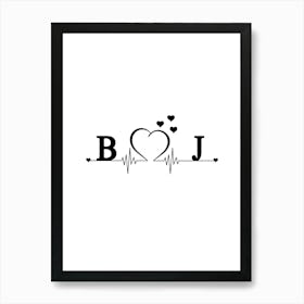Personalized Couple Name Initial B And J Monogram Art Print