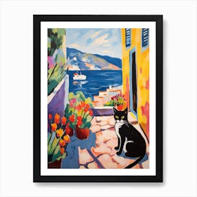 Painting Of A Cat In Korcula Croatia 1 Art Print