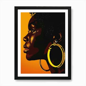 African Woman With Hoop Earrings 6 Art Print