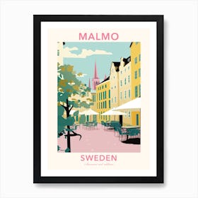 Malmo, Sweden, Flat Pastels Tones Illustration 1 Poster Art Print