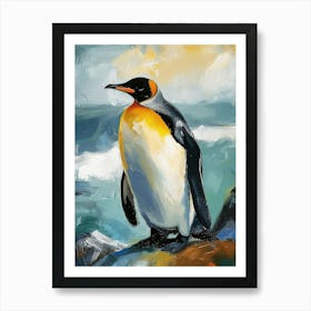 King Penguin Stewart Island Ulva Island Colour Block Painting 1 Art Print