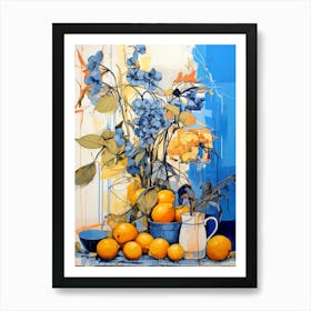 Hydrangeas And Lemons Art Print