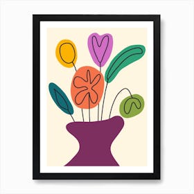 Mod Flowers In Vase Art Print