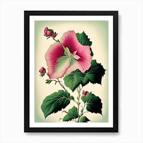 Swamp Rose Mallow Wildflower Vintage Botanical 1 Art Print