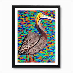 Brown Pelican Yayoi Kusama Style Illustration Bird Art Print