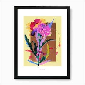 Carnation7 Neon Flower Collage Poster Art Print