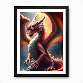 Red Glowing Dragon Art Print