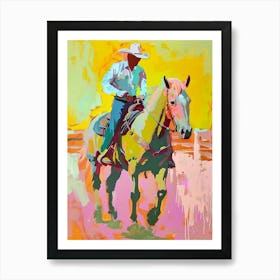 Pink And Yellow Cowboy Painting 4 Art Print