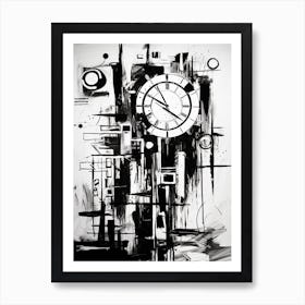 Time Abstract Black And White 5 Art Print