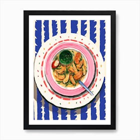 A Plate Of Eggplant, Top View Food Illustration 1 Art Print