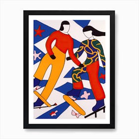 Figure Skating In The Style Of Matisse 3 Art Print