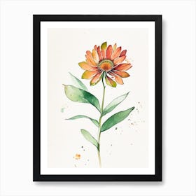 Zinnia Leaf Minimalist Watercolour Art Print