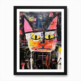 Whisker Wonderland: Basquiat's style Cat Magic Art Print