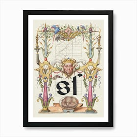 Guide For Constructing The Letter S From Mira Calligraphiae Monumenta, Joris Hoefnagel 1 Art Print