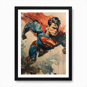 Fantasy Lithograph Of DC Comics Superman 1950s Art Print
