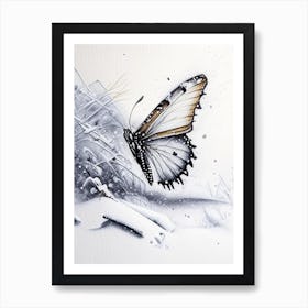 Butterfly In Snow Graffiti Illustration 1 Art Print