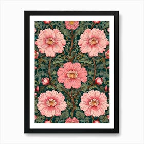 William Morris Pink Flowers Art Print