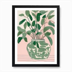 Plant In A Pot sage green and pink Art Print