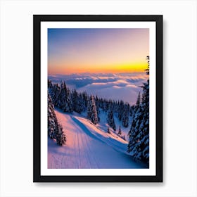 Le Grand Bornand, France Sunrise Skiing Poster Affiche