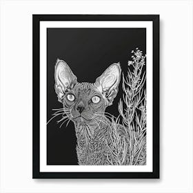 Cornish Rex Cat Minimalist Illustration 4 Poster