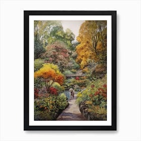 Painting Of A Dog In Gothenburg Botanical Garden, Sweden In The Style Of Watercolour 02 Art Print