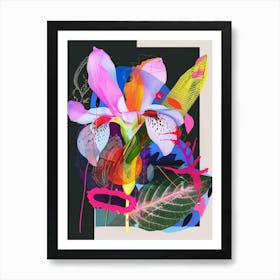 Cyclamen 4 Neon Flower Collage Art Print