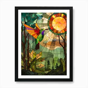 Hummingbird Stained Glass 16 Art Print