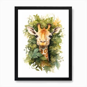 Giraffe In The Jungle Watercolour 4 Art Print