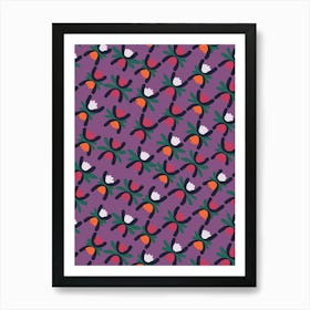 Retro Florals Art Print