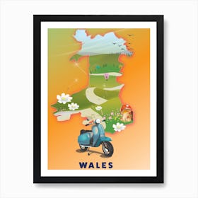 Wales Travel map Art Print