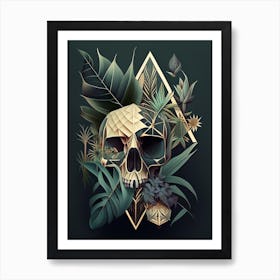 Skull With Geometric 3 Designs Botanical Art Print