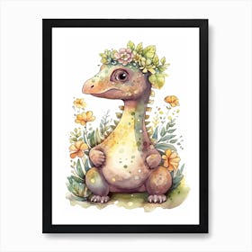 Corythosaurus Cute Dinosaur Watercolour 1 Art Print