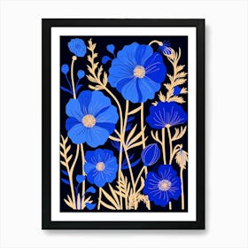 Blue Flower Illustration Love In A Mist Nigella 5 Art Print