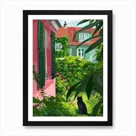 Cat In The Garden 16 Art Print