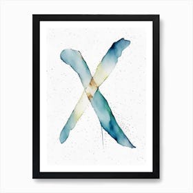 X, Letter, Alphabet Minimalist Watercolour 4 Art Print