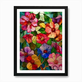 Colorful Stained Glass Flowers 16 Art Print