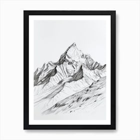 Kala Patthar Nepal Line Drawing 2 Art Print