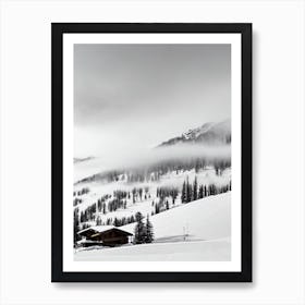 Val D'Isère, France Black And White Skiing Poster Art Print